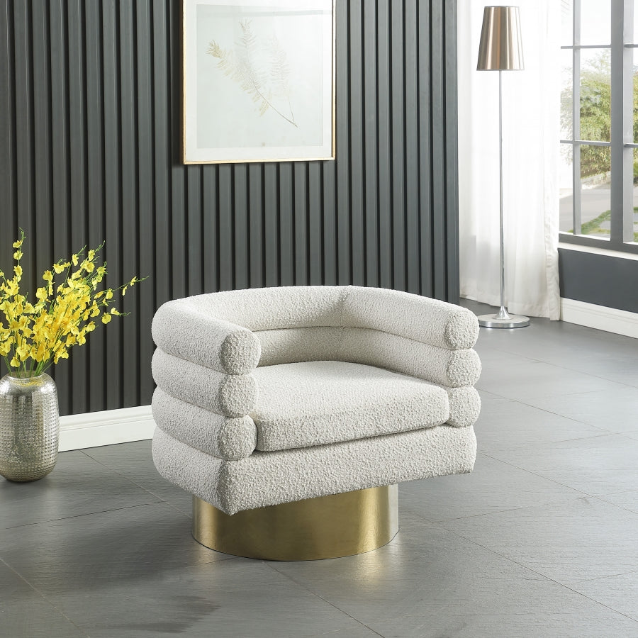 Tessa Boucle Fabric Accent Chair White