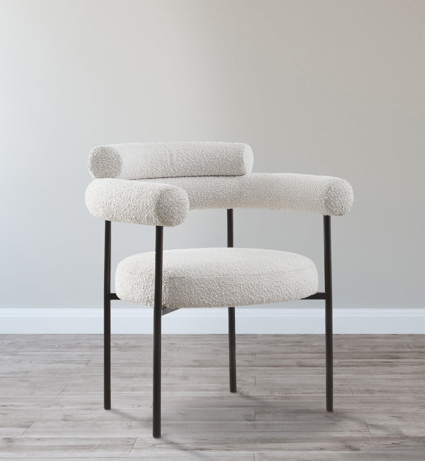 Silla de comedor Blake Boucle de tela crema