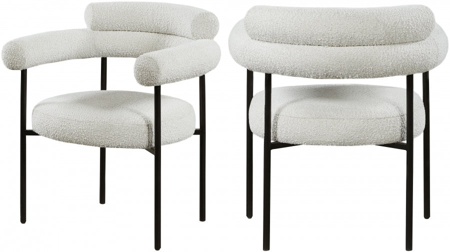 Silla de comedor Blake Boucle de tela crema