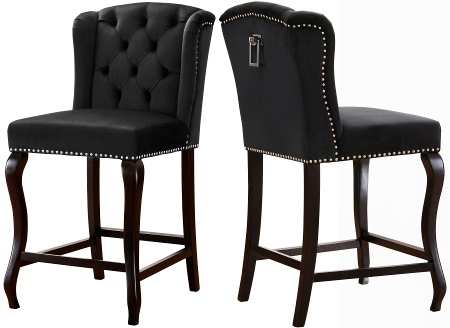 Suri Velvet Counter Stool Black