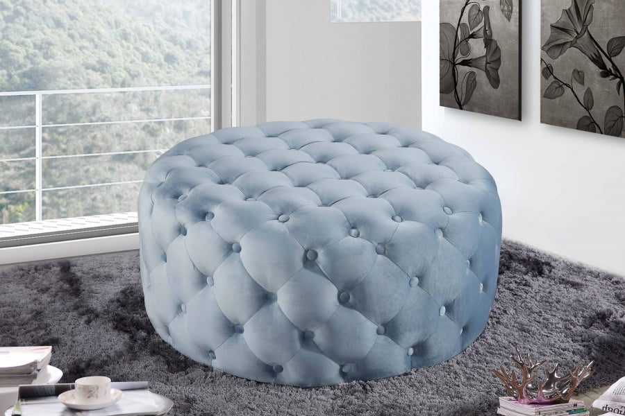 Otomana de terciopelo Addison | Banco Gris