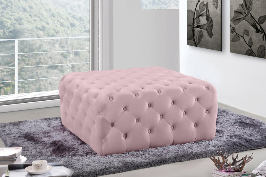 Otomana de terciopelo Ariel | Banco Rosa
