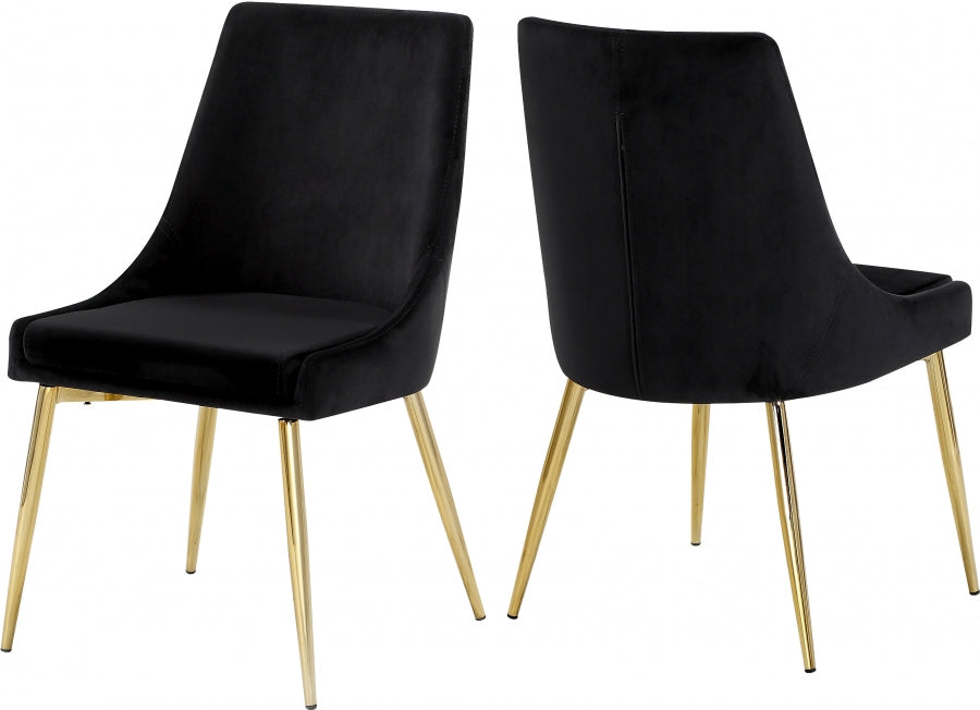 Silla de comedor Karina de terciopelo negro