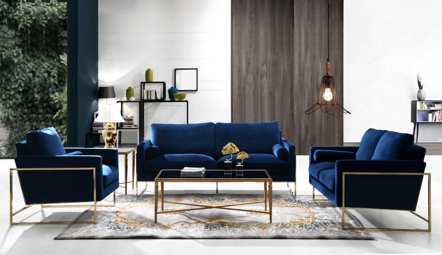 Mila Collection Blue Living Room Set
