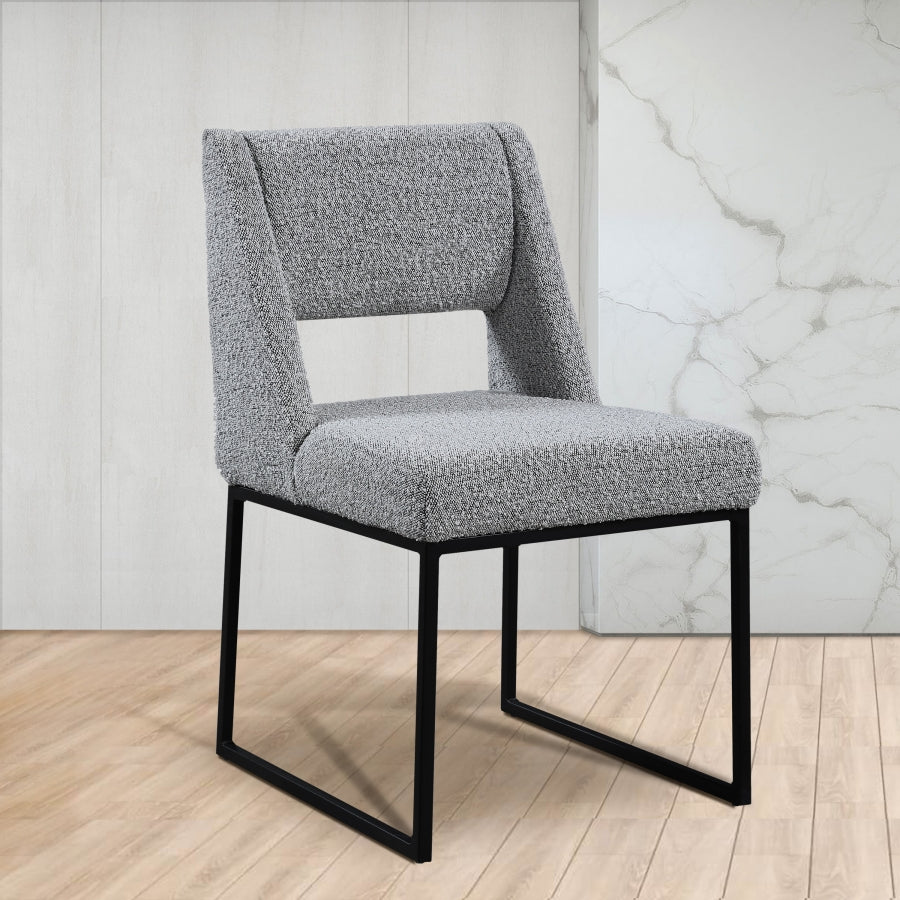 Silla de comedor Jayce Boucle de tela gris