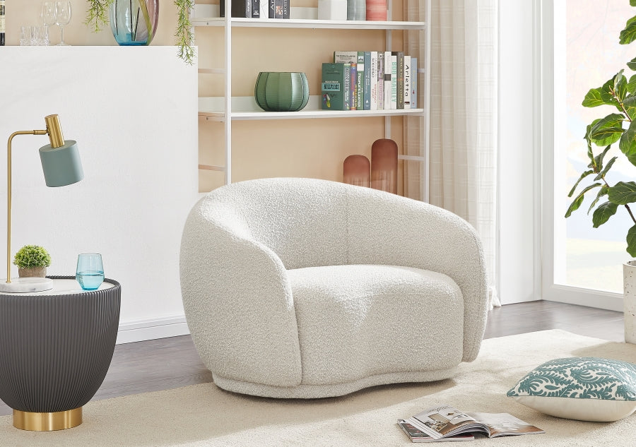 Silla Hyde Boucle de tela Crema