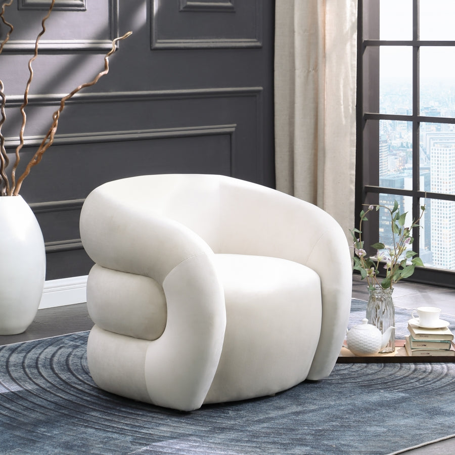 Silla decorativa Roxbury de terciopelo blanco