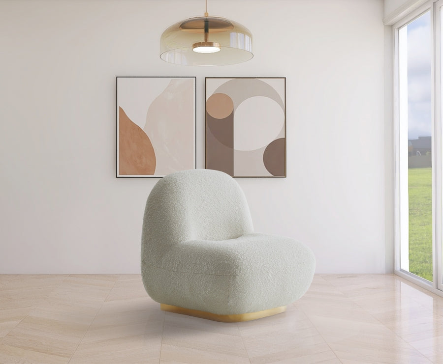 Silla decorativa de tela Liam Boucle blanca