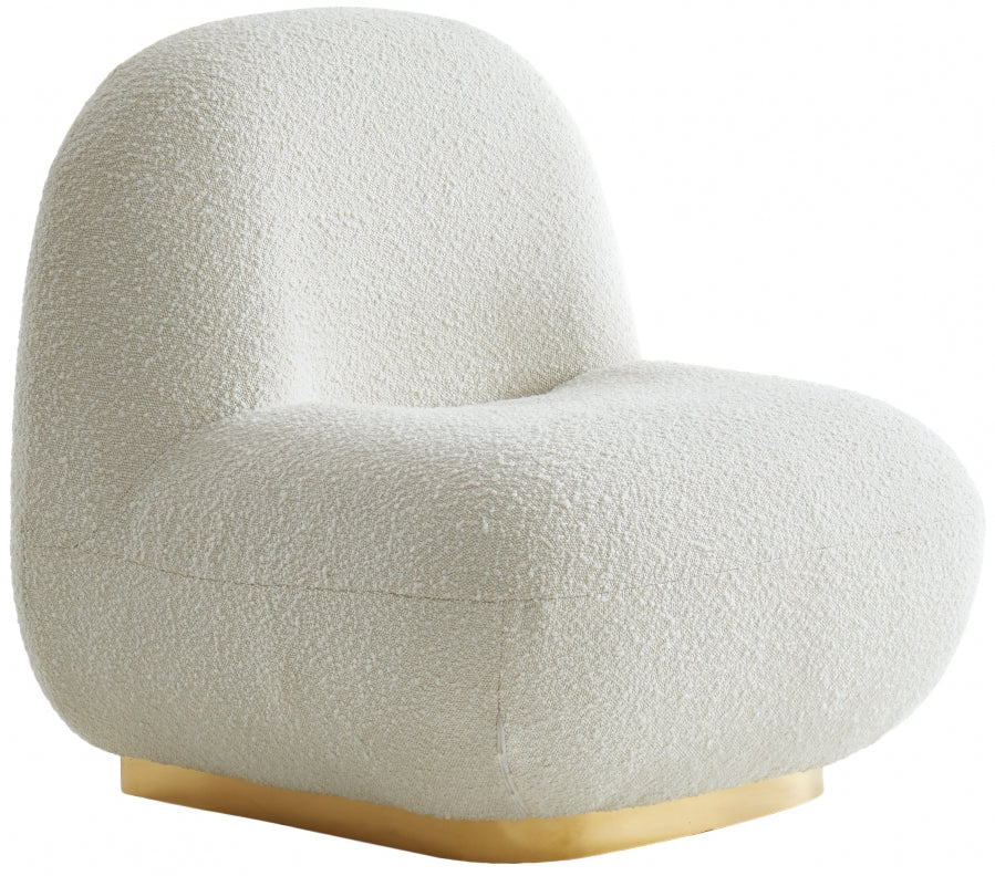 Silla decorativa de tela Liam Boucle blanca
