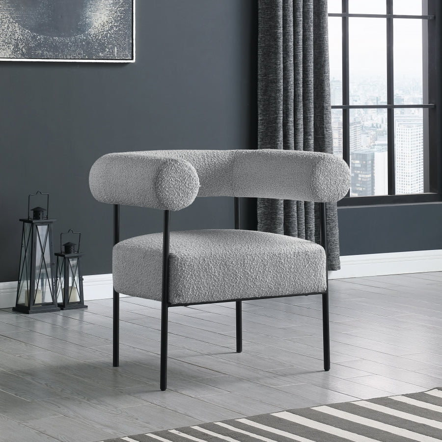 Silla decorativa de tela Blake Boucle gris