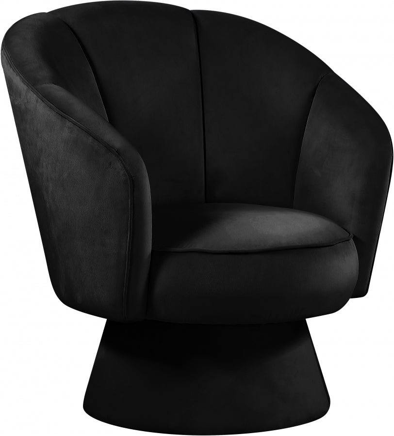 Silla decorativa Swanson de terciopelo negro