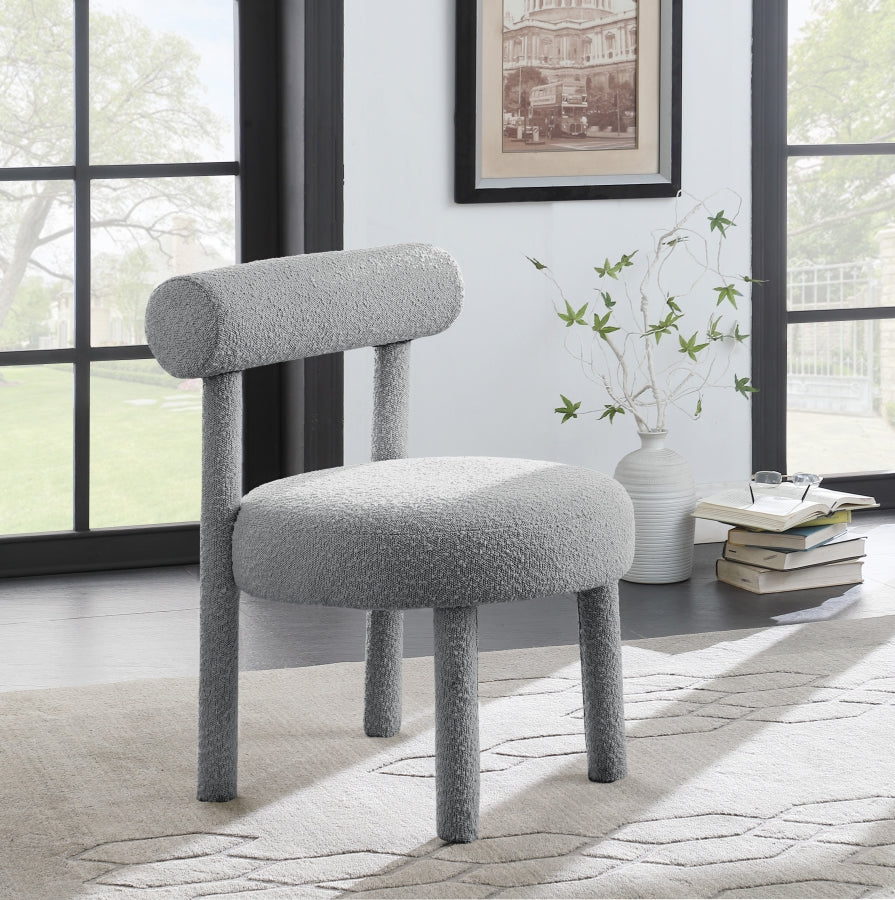 Silla decorativa de tela Boucle de salón gris