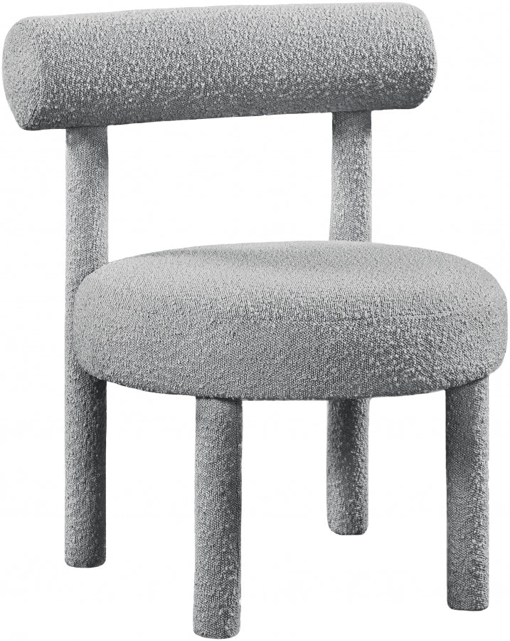 Silla decorativa de tela Boucle de salón gris