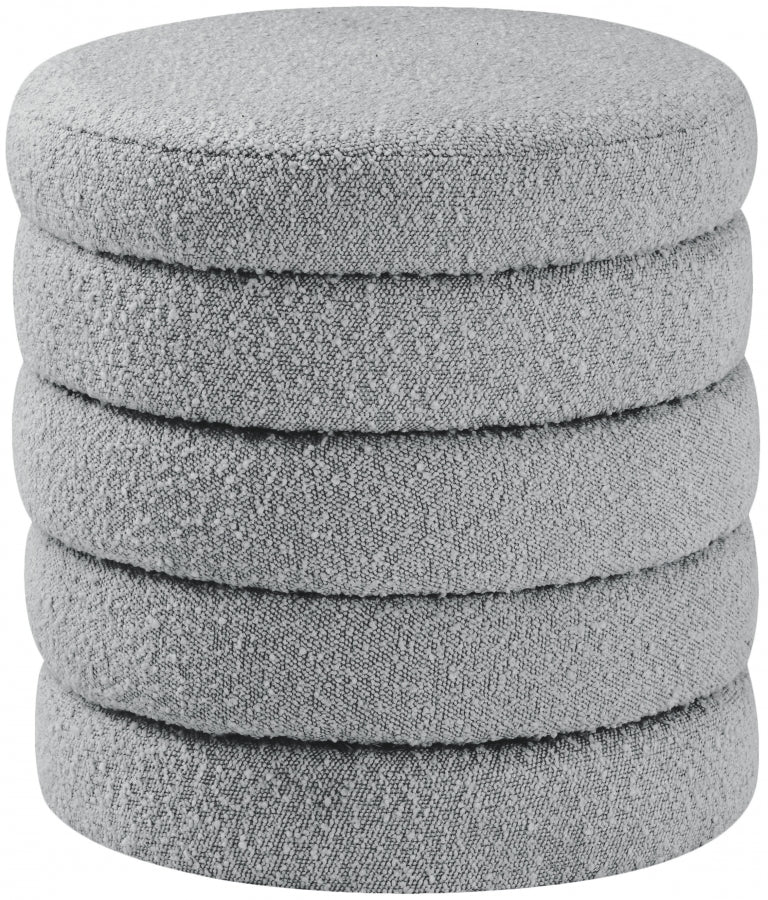 Otomana de tela Aphia Boucle | Taburete Gris