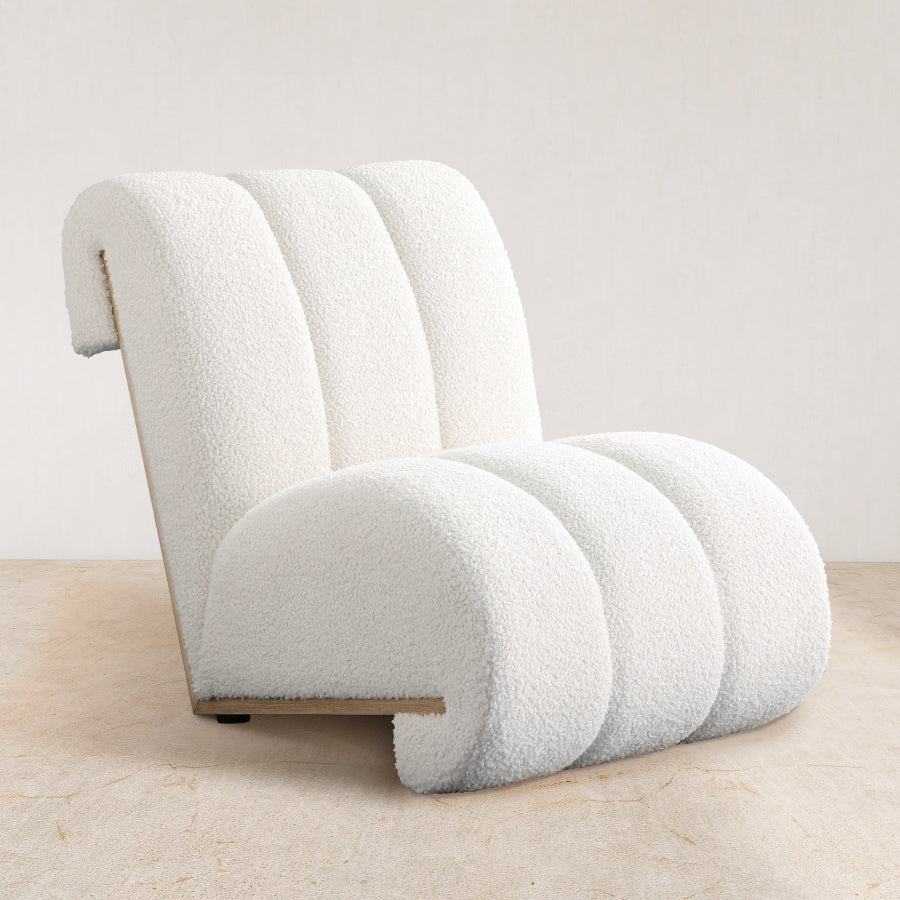 Silla decorativa Swoon de piel de oveja sintética, color blanco