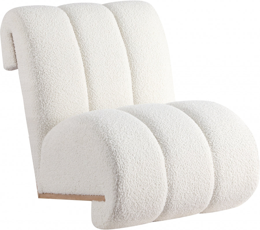 Silla decorativa Swoon de piel de oveja sintética, color blanco