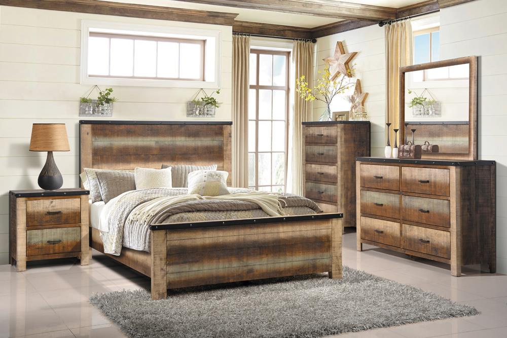 Sembene Bedroom Rustic Antique Multi-Color Queen Four-Piece Set image