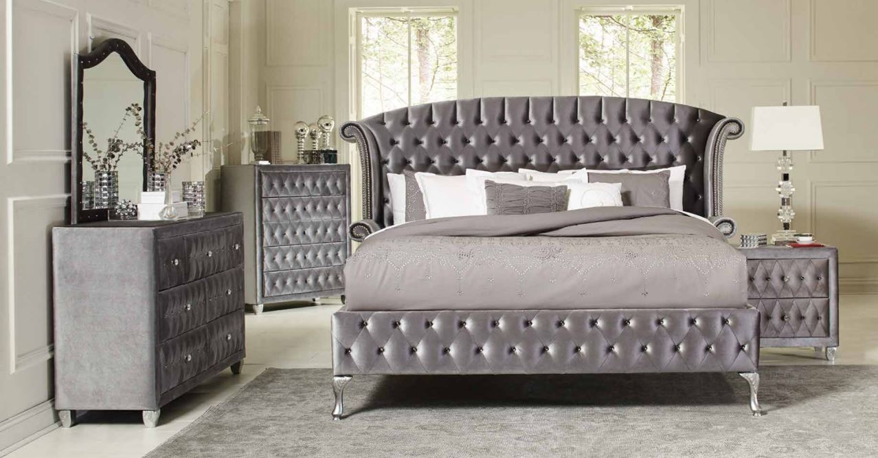 Juego de dormitorio Diamond Palace Queen o King (gris) **NUEVA LLEGADA**