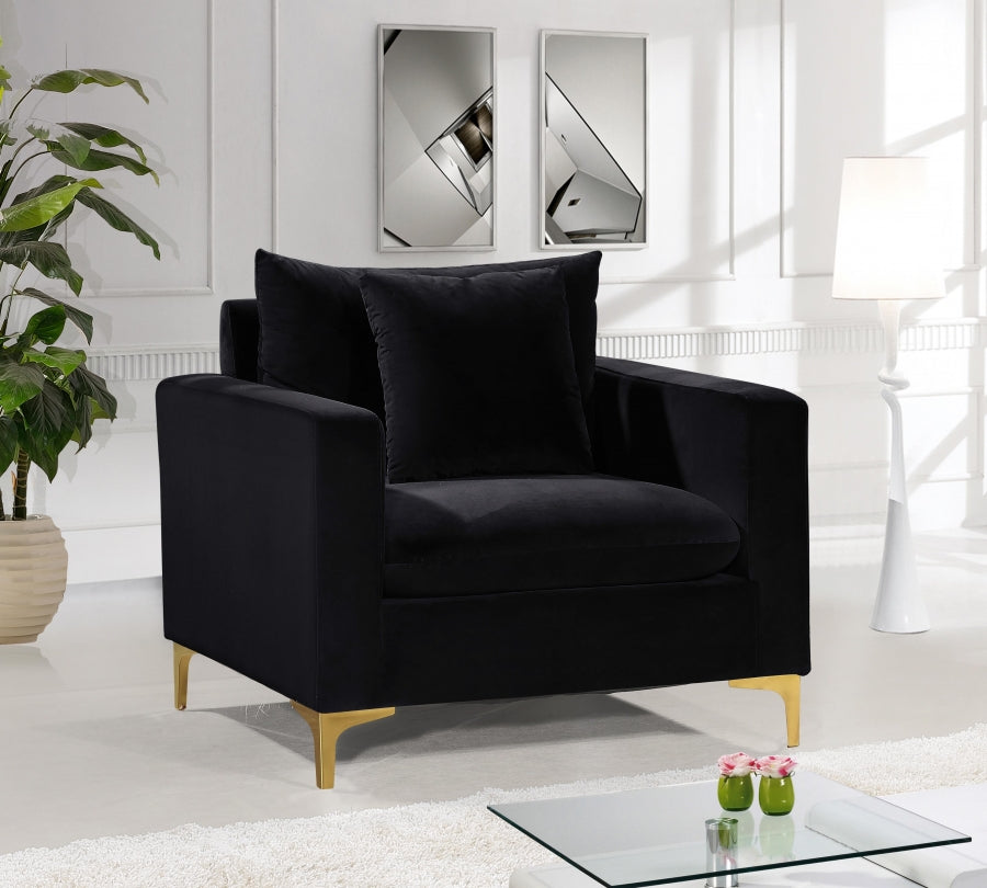 Silla Naomi de terciopelo negro
