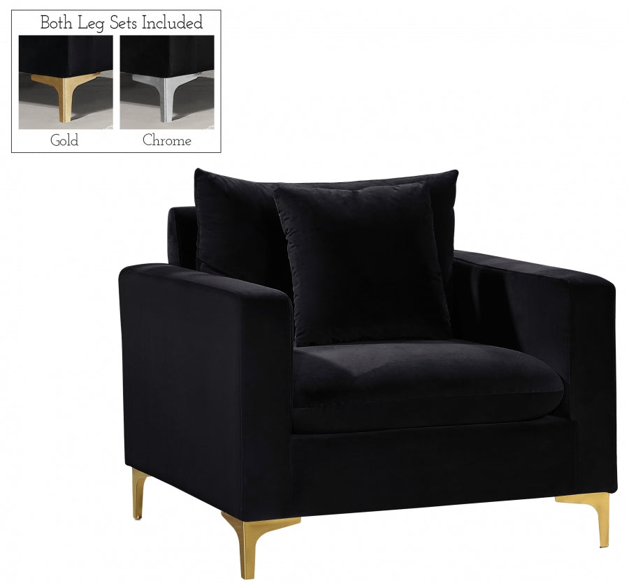 Silla Naomi de terciopelo negro