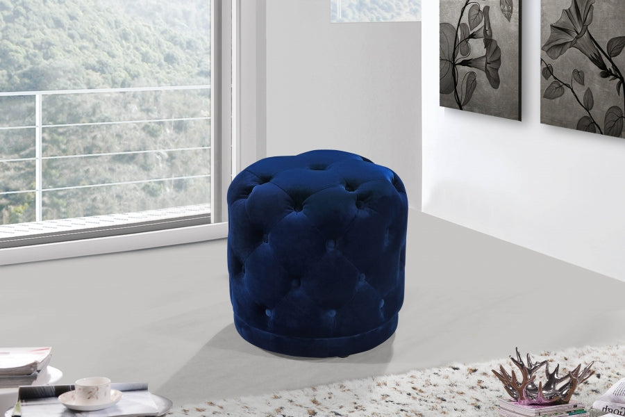Otomana de terciopelo Harper | Taburete Azul