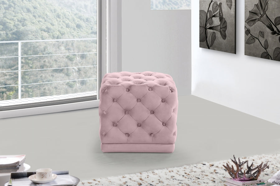 Stella Velvet Ottoman | Stool Pink