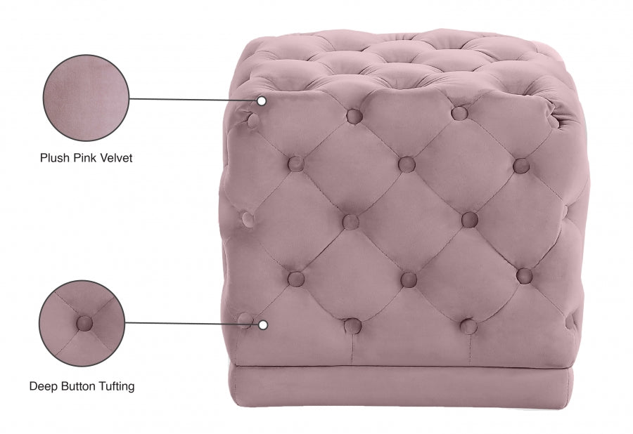 Stella Velvet Ottoman | Stool Pink