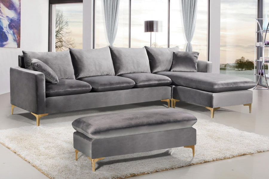 Seccional Reversible de Terciopelo Naomi Gris