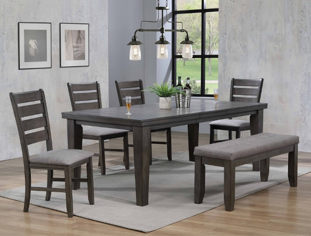 2152 GY-6P CONJUNTO GRUPO COMEDOR BARDSTOWN GRIS