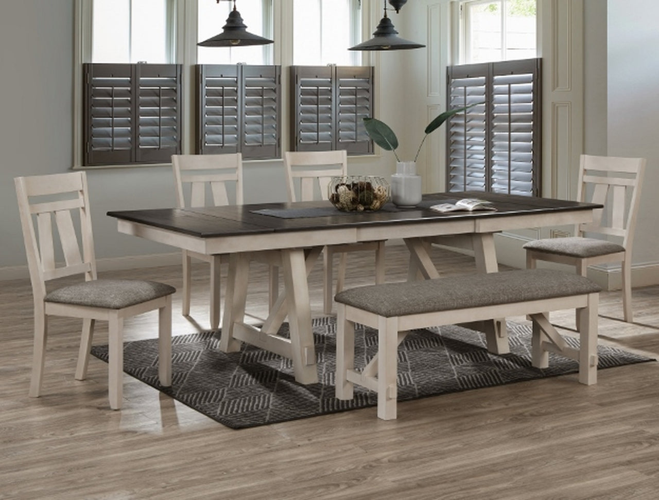 2158 CG-6P JUEGO COMEDOR MARIBELLE TIZA/GRIS