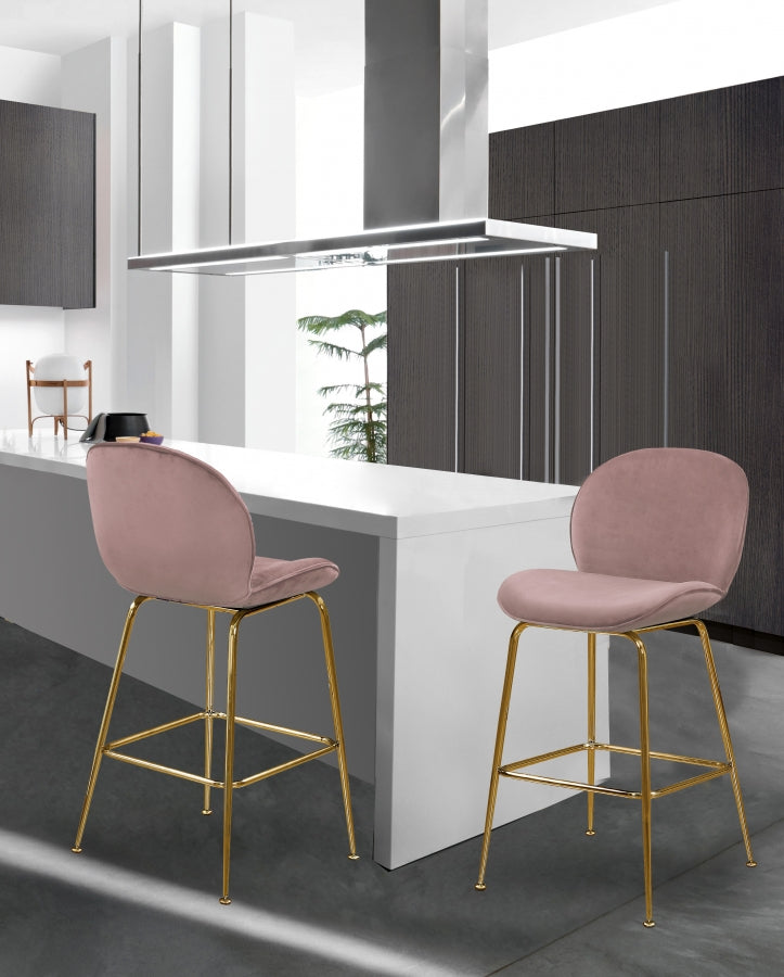 Taburete alto Paris de terciopelo rosa