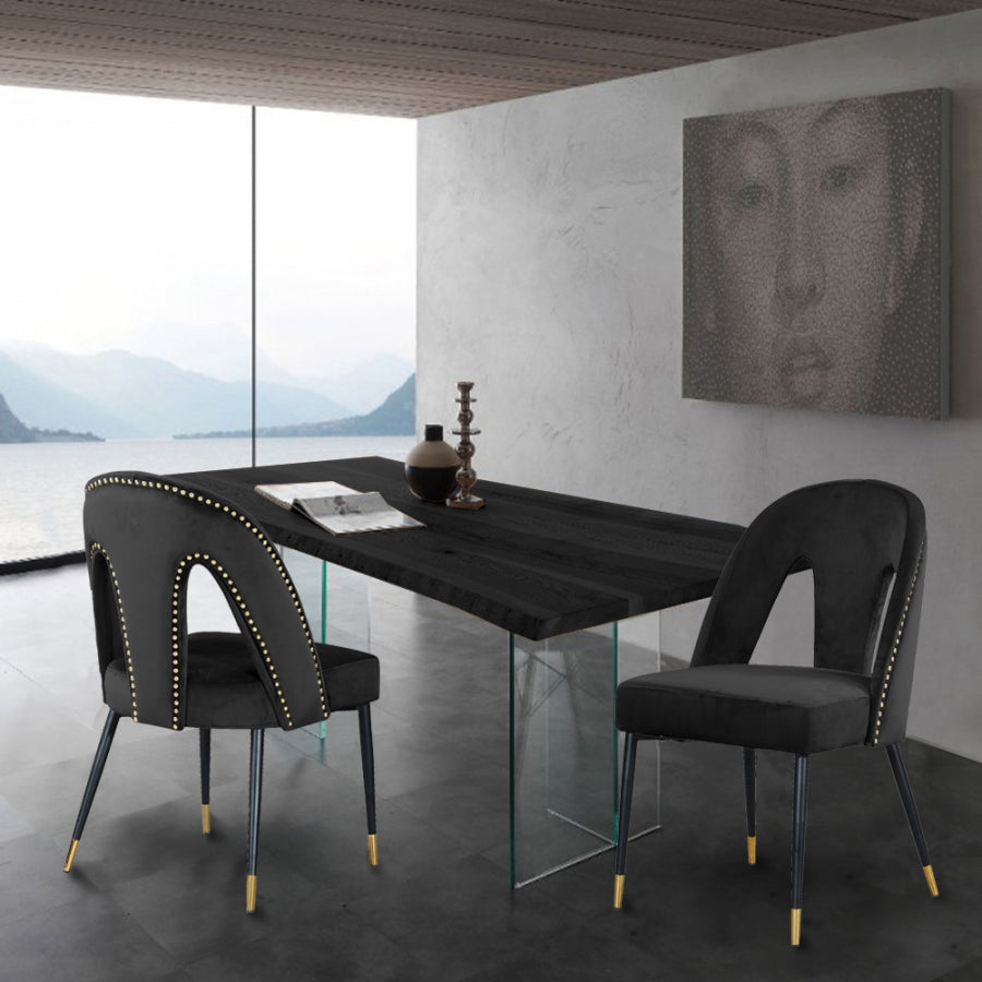 Silla de comedor Akoya de terciopelo negro