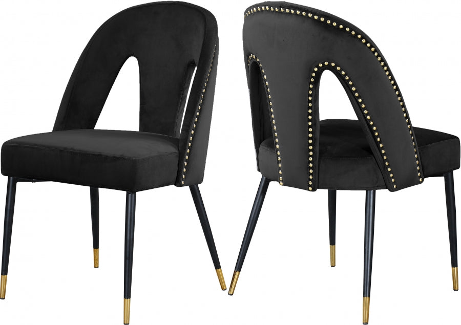 Silla de comedor Akoya de terciopelo negro