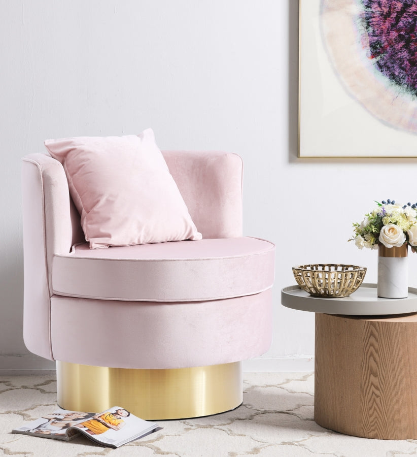 Silla decorativa Kendra de terciopelo rosa