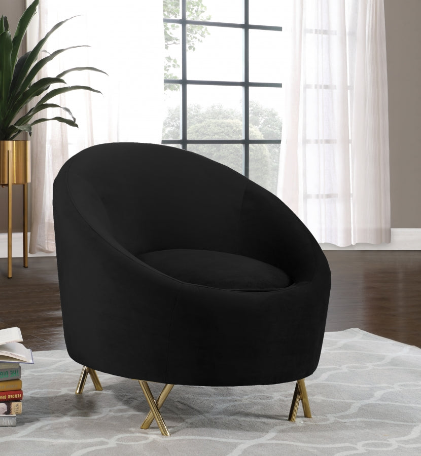 Silla Serpentine de terciopelo negro