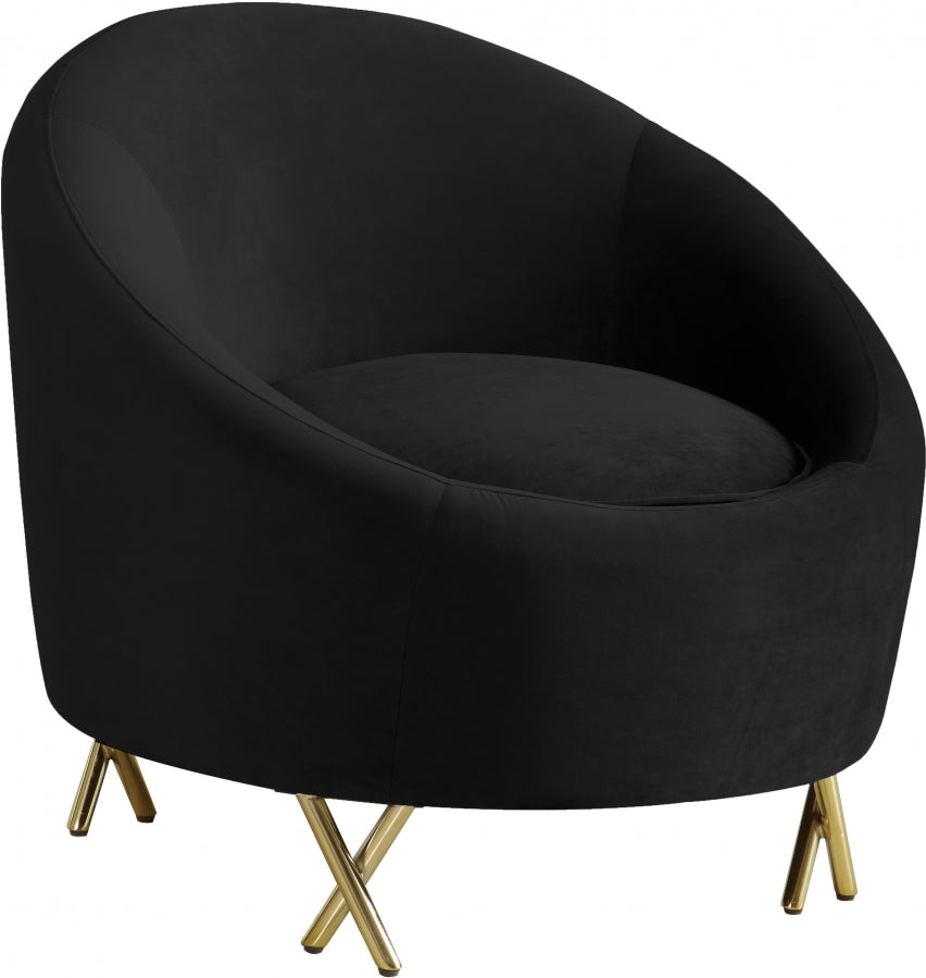 Silla Serpentine de terciopelo negro