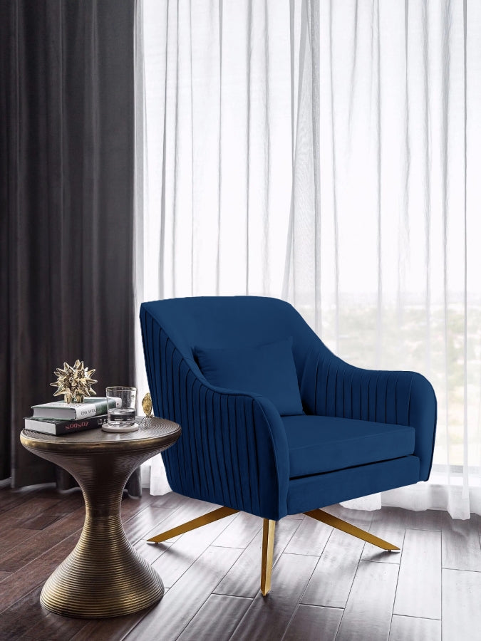 Silla decorativa giratoria de terciopelo Paloma azul