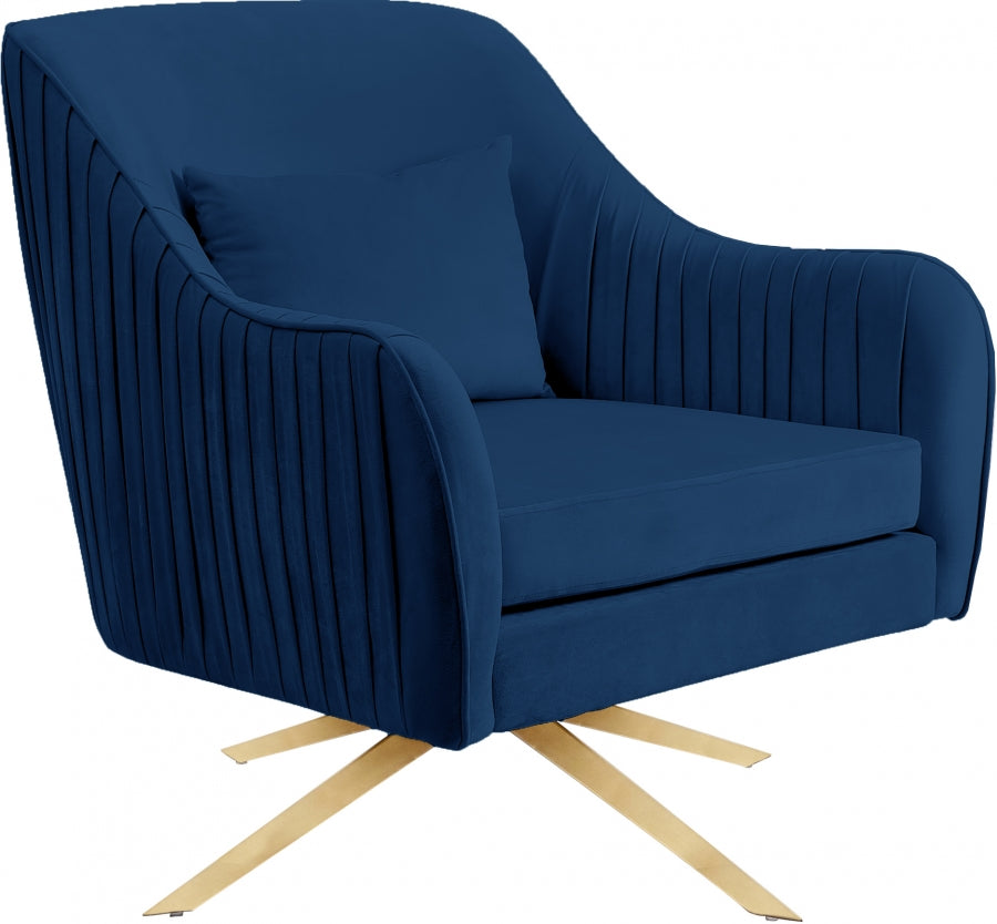 Silla decorativa giratoria de terciopelo Paloma azul