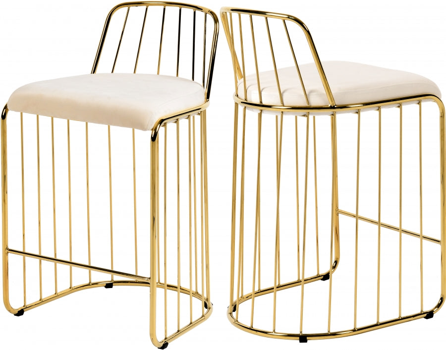 Taburete alto Gio de terciopelo dorado