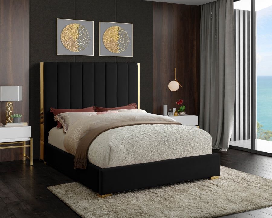 Becca Velvet Bed Black