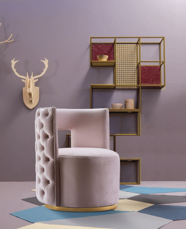 Theo Velvet Accent Chair Pink