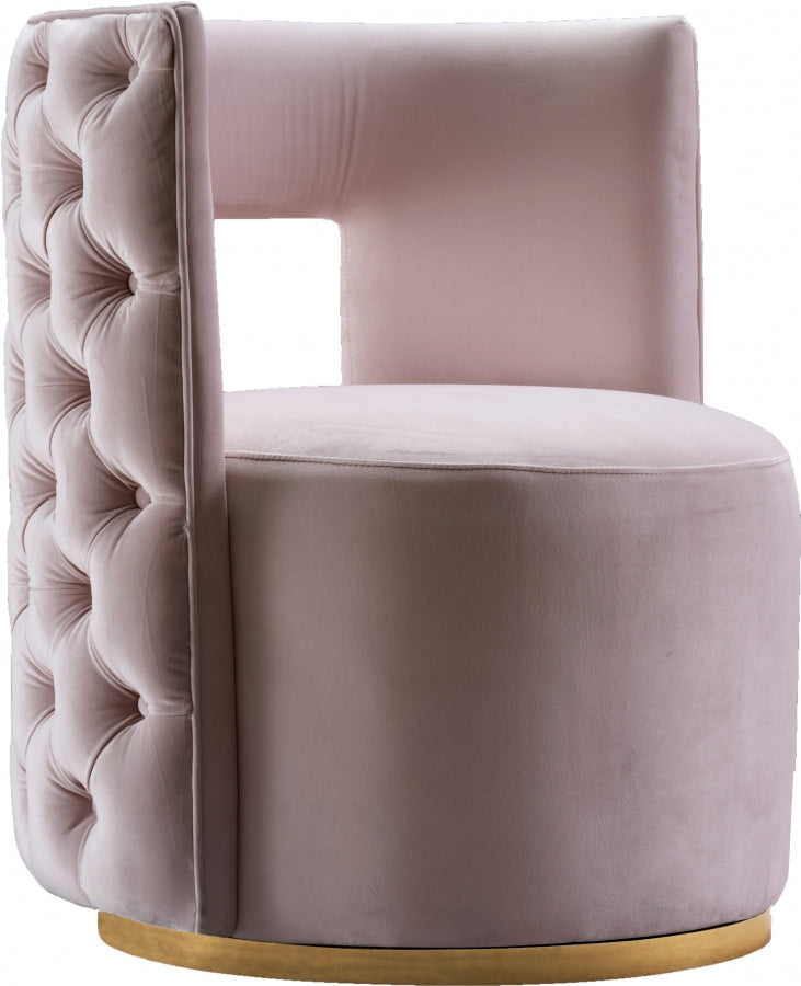 Theo Velvet Accent Chair Pink