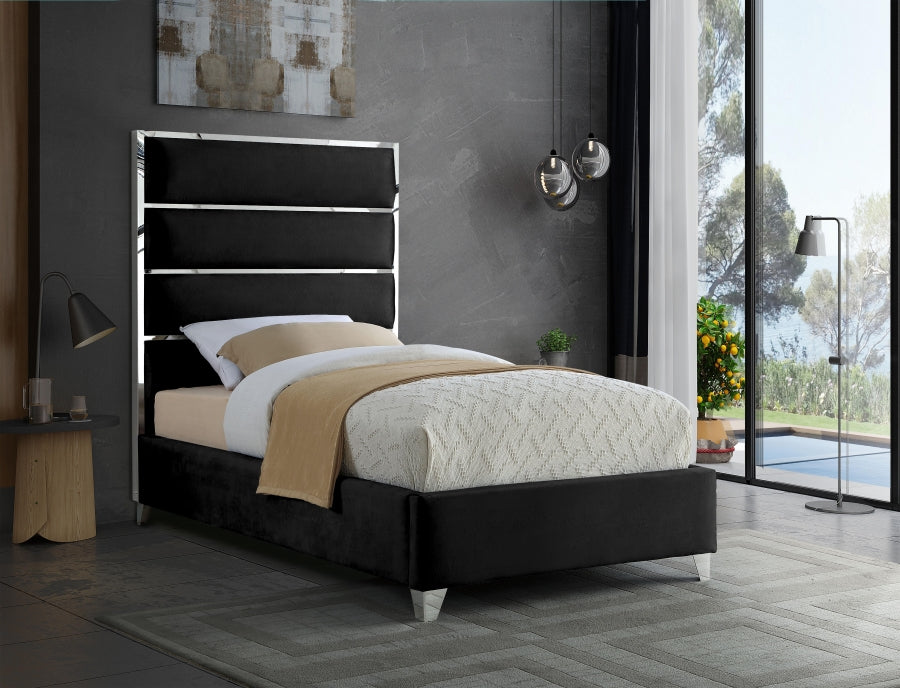 Zuma Velvet Twin Bed Black