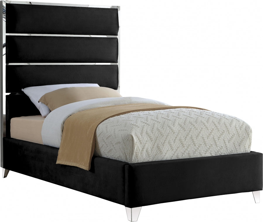 Zuma Velvet Twin Bed Black