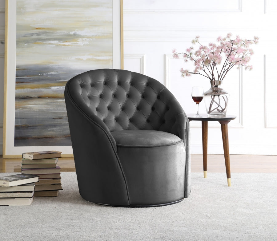 Silla decorativa Alessio de terciopelo gris
