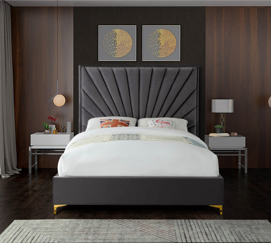 Cama Eclipse de terciopelo gris