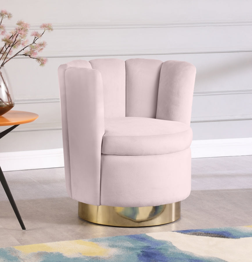 Silla decorativa Lily de terciopelo rosa