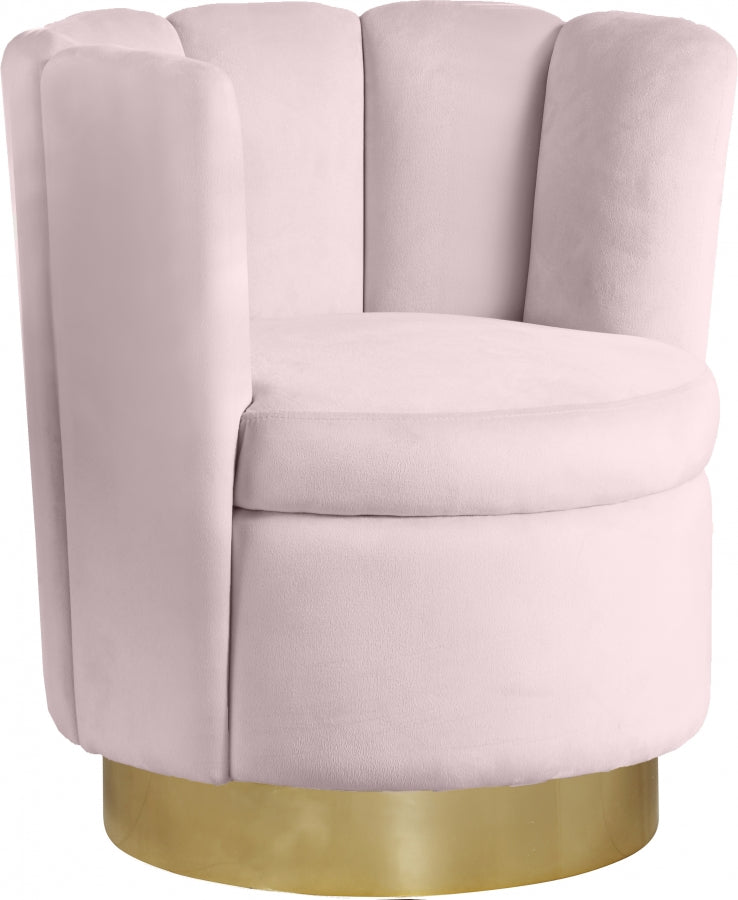 Silla decorativa Lily de terciopelo rosa