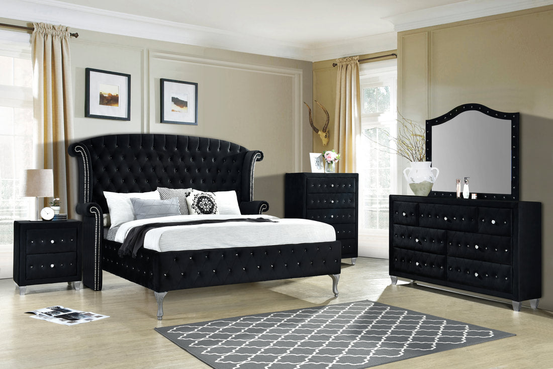 Juego de dormitorio Diamond Palace Queen o King (negro) **NUEVA LLEGADA**