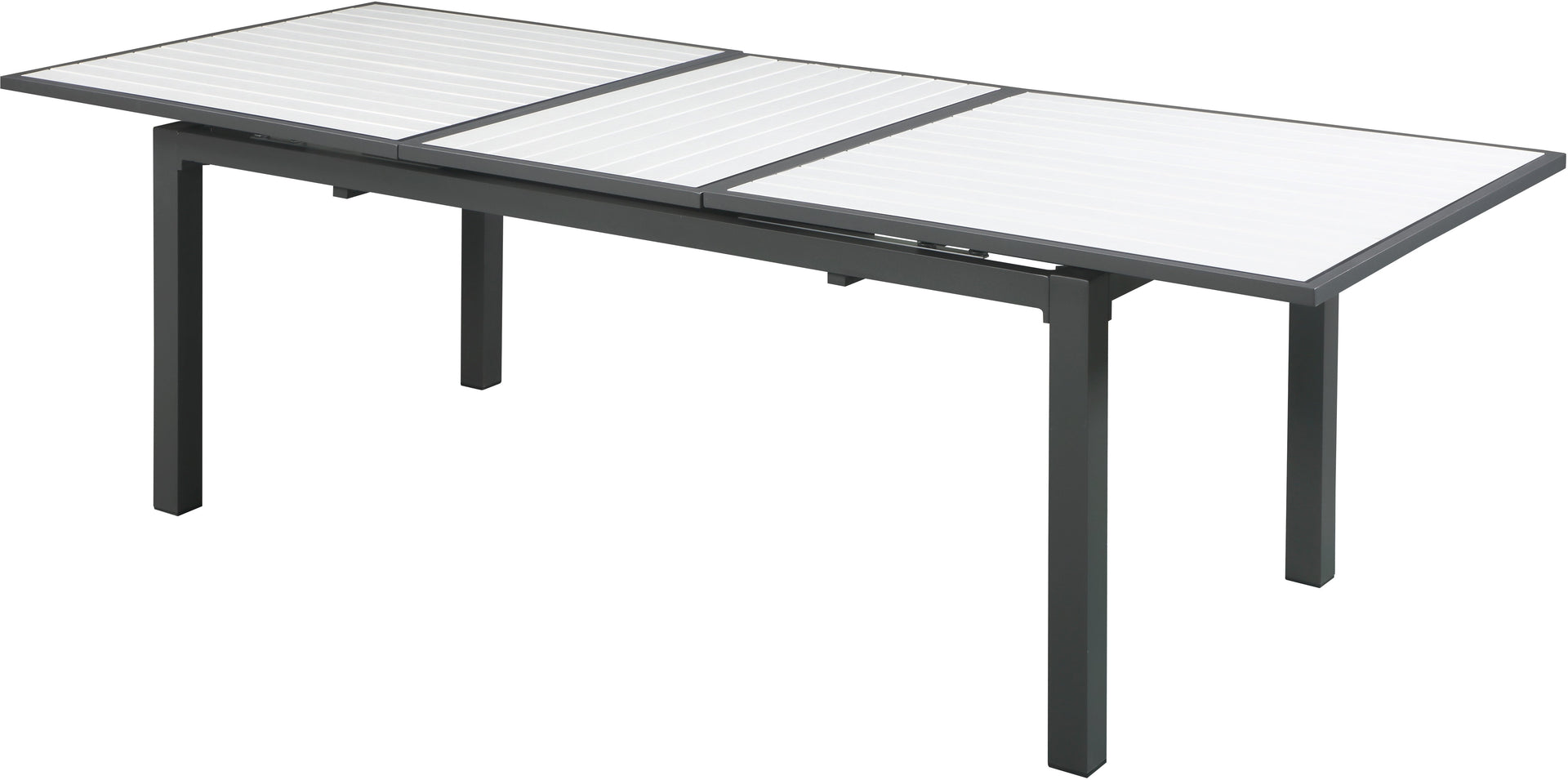 Nizuc White Plastic Wood Accent Paneling Outdoor Patio Aluminum Dining Table image